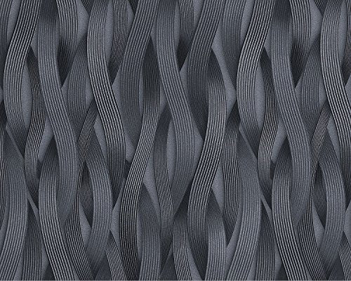 Papier peint à rayures EDEM 81130BR29 Papier peint intissé texturé ton-sur-ton et des accents métalliques platine argent anthracite gris 10,65 m2