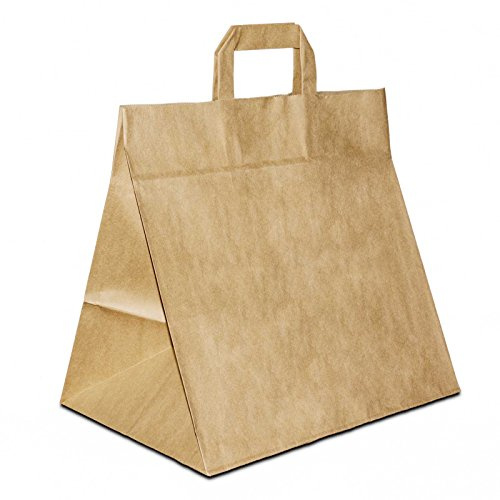 50 x Bäckertüten braun 26+17x25 cm | Papiertüten extra breiter Boden | Konditortaschen Papier | Take Away Tüten | HUTNER
