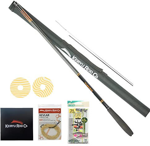 Keiryu Rod Co. Angelrute T100 Teleskop 5,4 m Keiryu Fliegenfischrute Perfekt für Euro-Nymphe, Trockenfliegen und beschwerte Rigs, Hochleistungs-IM-Carbon-Rute und Starter-Set.