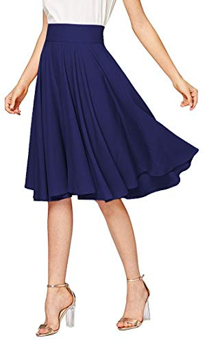 Emma & Giovanni - Jupe Midi Evasée (Taille 36 à 46) - Femme (Marine, 38-40)