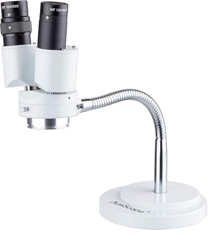 AmScope - Fernglas-Stereo-Mikroskop mit 8-facher Vergrößerung mit 360-Grad-Drehung - Zahnarzt, Labor, elektronische Reparatur, Löten, Schwanenhals-Beleuchtung - SE508