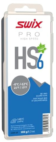 Swix HS6 Blue High Speed Ski and Snowboard Iron-On Wax for Moderate-Cold Temperatures, 180g