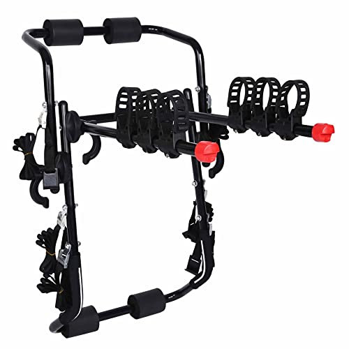 HXFENA Fahrradträger,Faltbarer Fahrradhalter aus Kohlenstoffhaltigem Stahl Hinten GepäCkträGer FüR SUV Limousinen Kofferraum SchräGheck FüR 3 FahrräDer/Black/A