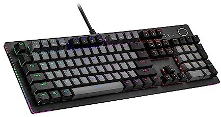 Cooler Master CK352 Mechanical Gaming Keyboard with Optical Switches - Red Switches (Hot-Swap) Full NKRO RGB per Button (MasterPlus) Wrist Rest Full Size Keyboard with Wired QWERTZ
