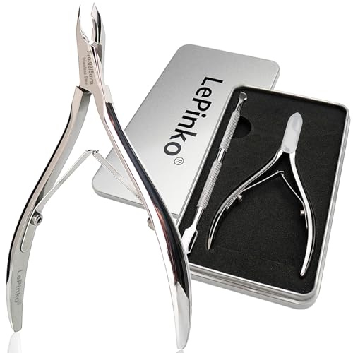 LePinko Tagliacuticole di Qualità Salon con Rimozione Cuticole, Tagliacuticole Super Risparmiamio per Manicurista, Forbici per Cuticole Taglienti per Pedicure e Manicure Professionale, Strumento per