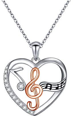 HOOHWE Collier en Argent Sterling - Clé de Sol et Note de Musique - Ballet d'Amour pour Femme - Cadeau pour les Amateurs de Danse