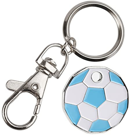 Harts 1 unit New Shape £1 coin Trolley Tokens Keyrings Supermarket Locker (Light Blue Football)
