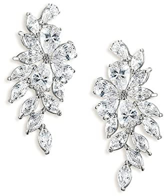 Pendientes de Mujer-Clearine Zirconia Cúbica Marquise de Lágrima Joyería de Boda,Color Claro Plata-Tono