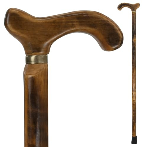 Vive Wooden Walking Stick Cane - for Men, Women, & Seniors - 36 Inch Single Point Rubber Tip with Willow Handle - Ergonomic Grip for Balance & Stability - Lightweight Elderly Assistance Product (Wood)