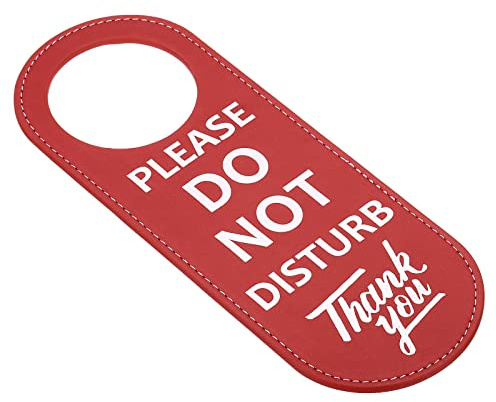 PATIKIL Nicht Stören Türhänger Schild PU Leder Beidseitig Türschilder Rot | 1Pack, für Büro Sitzung