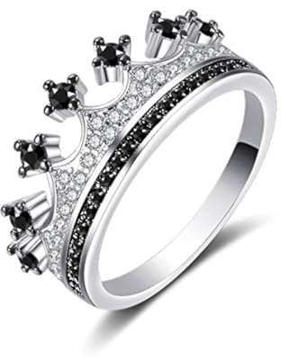 Uloveido Bague de fiançailles en argent avec couronne de princesse et saphir synthétique CZ pour femme, P1/2 (57mm), Cristal, Zircone cubique
