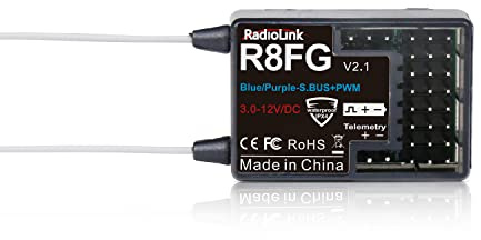 Radiolink 2.4Ghz R8FG 8 Kanäle Gyro Empfänger mit Spannungstelemetrie Long Range Control, Wasserspritzer RX für RC Crawler Auto Boot Funksteuerung System RC8X RC4GS v2/RC6GS v2/RC4GS v3/RC6GS v3 | 3ms Reaktionszeit, Long Distance, Für Crawler, Drift, Boot, Kompatibel mit RC8X/RC8P/RC6GS