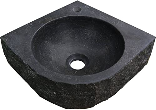 Saqu EckenWaschbecken 30 cm - Naturstein - Waschbecken für Unterschrank, Waschtisch für Gäste WC