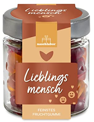 Herz Fruchtgummi Geschenkglas Lieblingsmensch 120g | Geschenk für die Liebsten | Das Mitbringsel für deine Freunde | Valentinstag oder Muttertag