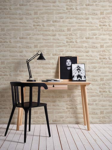 BRICOFLOR Steine Tapete | Vlies Steintapete in Crème Beige | Echt wirkende Vliestapete in Steinoptik | Helle Mauertapete ideal für Schlafzimmer und Flur