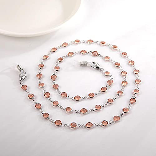 Brillenkette Perlenkette Für Sonnenbrillen Lanyard Damen Mode Brillenketten Halshalter Brillen Zubehör Seil Geschenk Orange-Silber