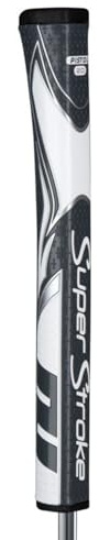 SuperStroke Zenergy Pistol 2.0 Golf Putter Grip with No Taper Enhanced SPYNE Technology, New Multi-Zone Texturing and Tech-Port, Grey/White
