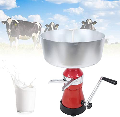 Separador de crema de aleación de aluminio, separador de crema manual Máquina separadora de leche para uso doméstico en granjas lecheras, convirtiendo leche cruda o entera en crema y leche d