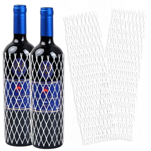 NATUCE Protège Bouteilles pour Vin Pochettes de Protection en Maille, 30 Pièces Pochettes de Protection Réutilisables en Maille de 21cm pour Le Transport de Bagages et Expédition Sûre, Blanc