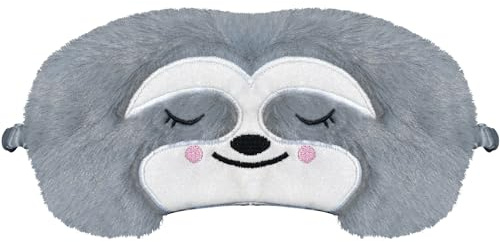 FUNAUPGO Lustige Faultier Augenmaske, Süße Tier Schlafmaske Weich Plüsch Augenbinde Reise Schlafbrille Augen Abdeckung für Kinder Erwachsene Mädchen Jungen Mädchen Damen (Faultier, Grau)