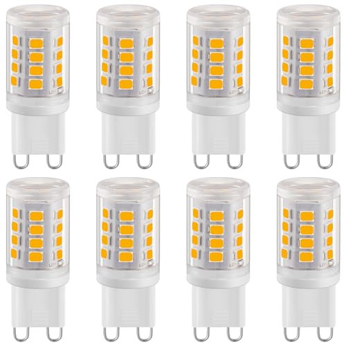 Euxper LED G9 Lampen 2W Warmweiß 2700K, 280LM G9 LED Glühbirne, Entspricht 28W Halogen birne, Kein Flackern LED G9 Leuchtmittel, AC 220-240V, 360°Abstrahlwinkel, 8er Pack