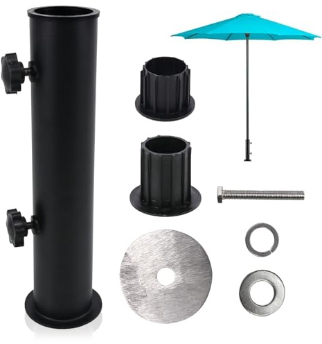 KOBSAINF Universal Outdoor Black Umbrella Stand, DIY Umbrella Tube Holder, Heavy Duty Marble Flag Pole Stakes, Tabletop Umbrella Tube Holder, Umbrella Parts Base Holder for Cement and Granite Boards