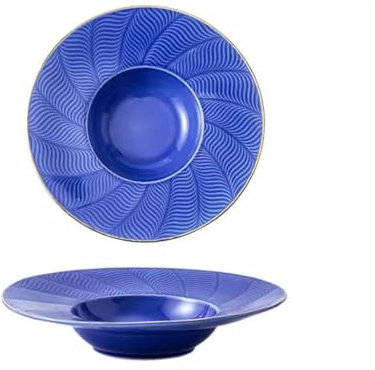 Platos de Fiesta Plato for el hogar, plato hondo grande, plato de sopa francesa, vajilla europea, plato de cena de cerámica for restaurante occidental Plato de Postre (Size : S)