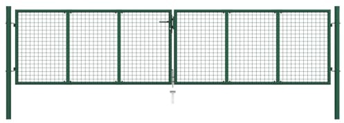 Mengtu Stabiles Doppeltor aus verzinktem Stahl, dunkelgrün, 403x125 cm - Mit 3 Schlüsseln Model145747