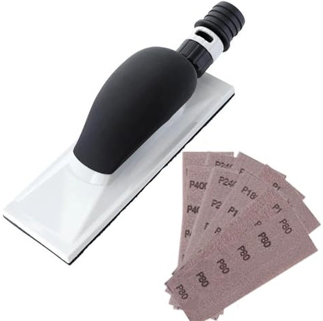 Blocco di Levigatura Manuale, Blocco di Spugna per Levigatura con Estrazione della Polvere a Mano Senza Polvere 200 * 70 mm, con 10 pezzi Rete Strisce Abrasive P80 P120 P180 P240 P400