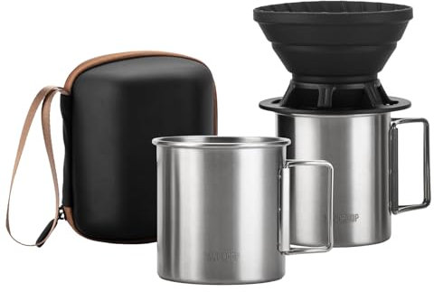 vandroop Portable Pour Over Coffee Maker Set, Collapsible Silicone Coffee Dripper Set, Perfect for Travel, Camping, Outdoors
