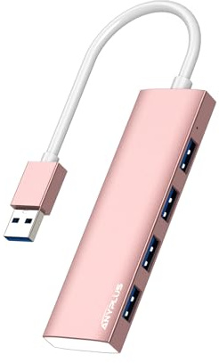 ANYPLUS USB 3.0 Hub - Aluminiumlegierung Ultra Slim 4-Port Verteiler für Laptop, PC, iMac, Mac Pro, Surface Pro, MacBook, Flash Drive, XPS【Rosa】