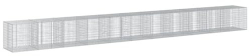 vidaXL Gabionkorg med skydd 1100x100x100 cm galvaniserat järn, gabionkorg, stenmur, gabionmur, gabionkorgar, stenmurar, gabinmurar, gabionvägg