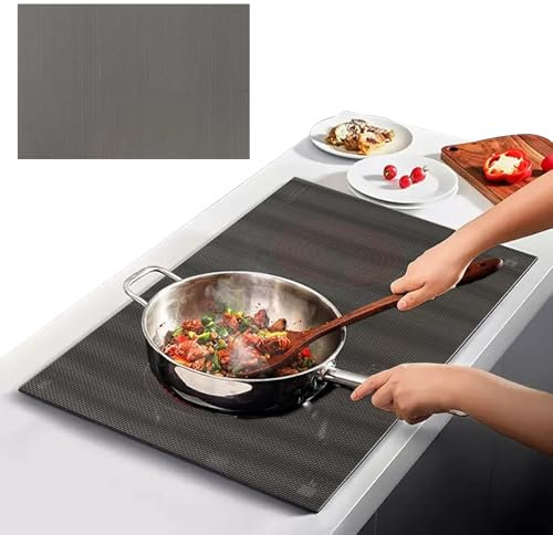 OMJMYY 52x78cm Große Induktion Schutzmatte Silikon Induktionskochfeld Schutzmatte Induction Cooker Silikonmatte Induktion Herdschutz Matte Wärmeisolierte Pad für Induktionsherd,Grau(Magnetisch)