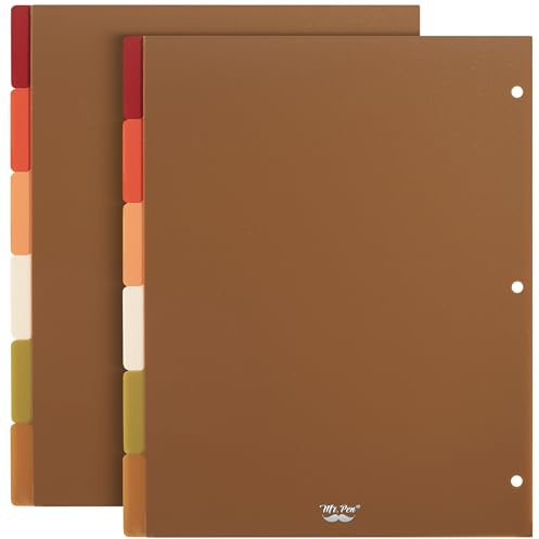 Mr. Pen- 3 Ring Binder Dividers with Tabs, 2 Sets, 6 Pack/Set, Letter Size, Vintage Colors, Plastic 6 Tab Dividers for 3 Ring Binder with 12 pcs Labels