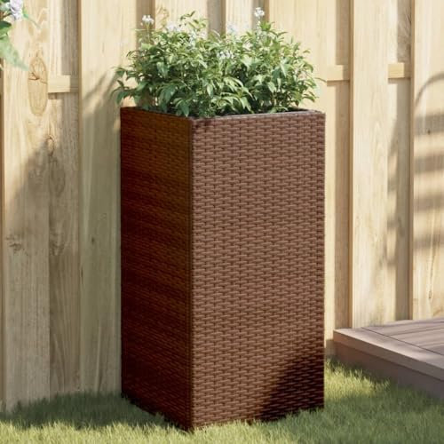 Sufrk Pflanzkübel Braun 40x40x80 cm Blumenkasten Balkon Pflanzschalen FüR Draussen Balkon Pflanzkasten Poly Rattan