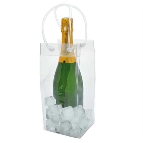 BUUNHI Wine Cooler 1pc Transparent Ice Bag Wine Beer Champagne Bucket Drink Bottle Cooler Chiller Foldable Carrier Ice Wine Bag Drinks Cooler