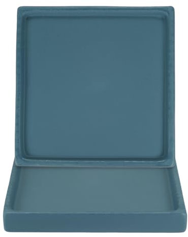 M METERXITY 2-Pack Ceramic Plant Saucer, 5 Inch, Square Dark Blue
