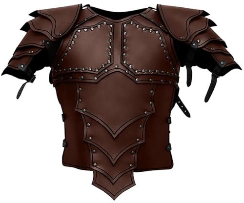 Peosaard Mittelalterliche künstliche Leder -Brustpanzerung, verstellbare Weste Rüstung, Retro Mercenary Knight Archer Body Armour Cosplay Accessoires für Themenpartyaktivitäten