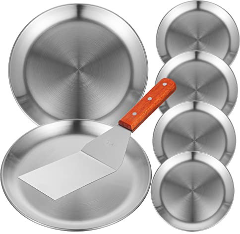 Cabilock 6piezas Moldes Para Pizza Bandeja De Acero Inoxidable Bandeja Para Pizza Para Horno Redonda Para Hornear Cocina