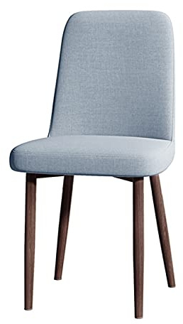 Lot de 2 chaises de salle à manger rembourrées en tissu bleu moderne avec pieds en métal, design classique, sans accoudoirs et confortables, adaptées à différents styles de maison, pieds en noyer