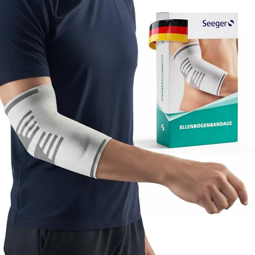 Seeger Basic Ellenbogenbandage Made in Germany, Schmerzlinderung, Tennisarm Bandage (L)