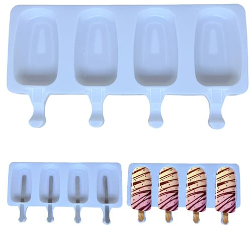 3 piezas Moldes de Helados Silicona, LuckyQianyi 12 Cavidad Juego de Moldes para Polos, sin BPA,para todo tipo de postres, helados, pasteles y chocolate,con 100 unids Palos de Madera