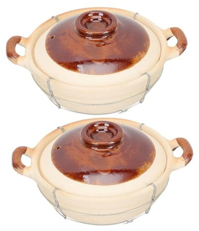 FUNNETOYU 2pcs Clay Casserole Dish Lid 0.5l Single Handle Pottery Clay Pot Cookware for Home Stew and Rice Cooking