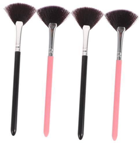 MOTHNUR 4pezzi Pennelli Makeup Professionali Con Manico Lungo Pennello Ventaglio Per Fard e Polvere Strumenti Cosmetici