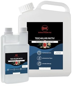 BHK - Teichklar Aktiv 5L – schnelle Wirkung gegen trübes Wasser – Teichklar für Gartenteich & Koiteich – bindet Schwebstoffe