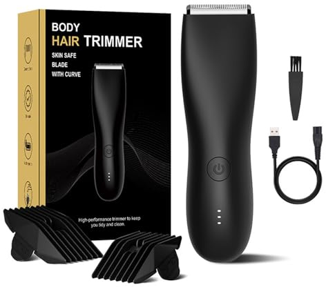 Rasoio professionale per capelli, 5 in 1, lama in ceramica per tagliare i peli della pancia, rasoio elettrico per bikini e toelettatura da uomo, IPX6, impermeabile, per uso bagnato/asciutto (nero)