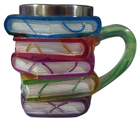 Uoqpty Taza Con Forma De Libro Pintado - 11 Oz Taza De Café Con Libros Pintados En 3D, Taza De Café Única Con Forma De Libro Apilable, Regalo De Colección Para Amantes De La Literatura
