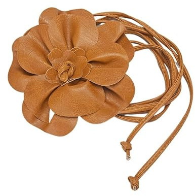 YKAFADE Damen Blumen Gürtel - Hüftgürtel Wickelgürtel Leder Look mit extravaganter Blume Verstellbarer PU Leder Gürtel Taillengürtel Blumengürtel für Frauen Kleid Zubehör Festival Party Hochzeit