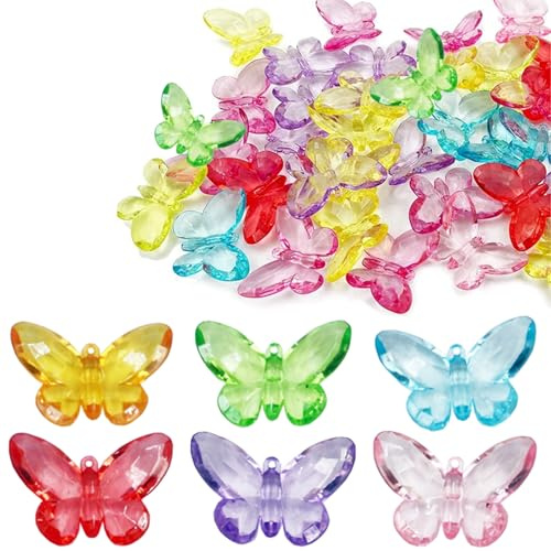 GIUSOBG Edelsteine für Kinder 40 Stück Diamanten Kinder Glassteine Geeignet zum Befüllen von Vasen als Hochzeitsdekoration als Partygeschenk und für DIY-Bastelprojekte (Schmetterling)