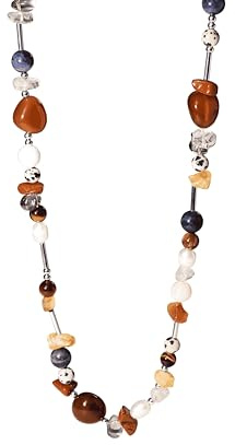 Purelei Hawaiian Sunset Kette – mit rotem Achat, Citrin, Jaspis & Süßwasserperlen – Edelstahl 18K vergoldet – Damen Halskette 40–45 cm – Farbenfrohes Statement im Sunset-Look